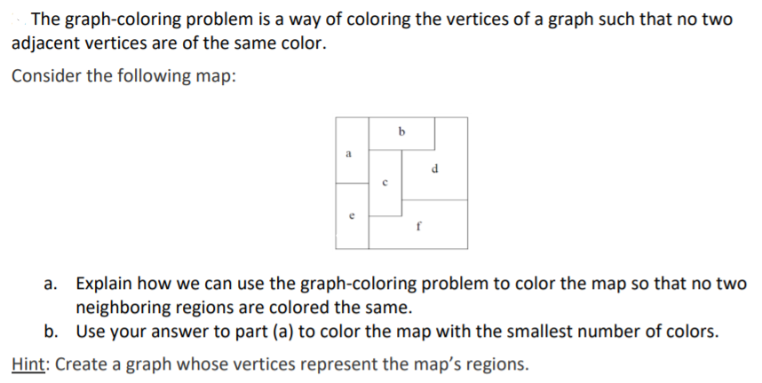 Solved The Graph-coloring Problem Is A Way Of Coloring The | Chegg.com