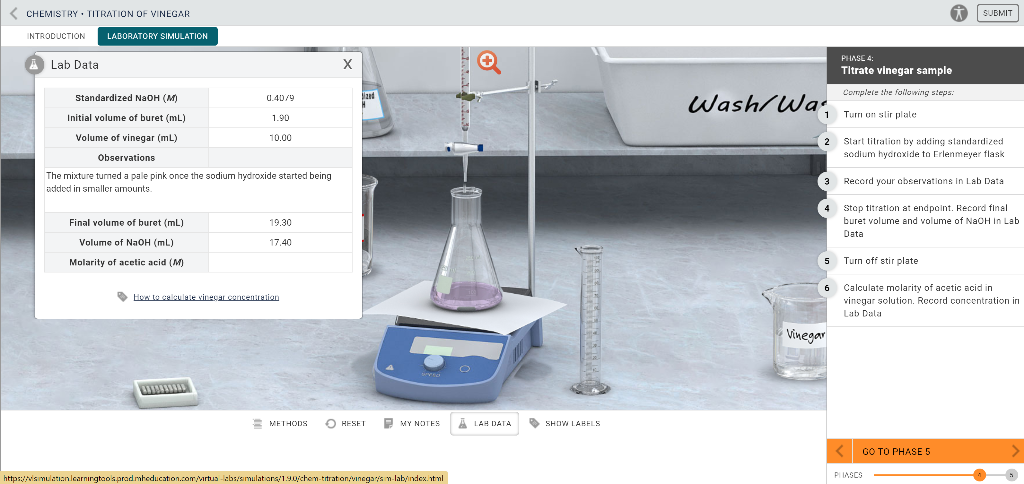 pre lab assignment titration of vinegar