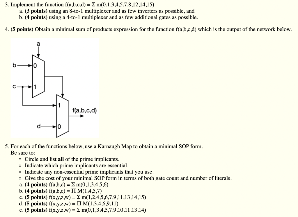 Solved 3. Implement the function f(a,b,c,d) = | Chegg.com