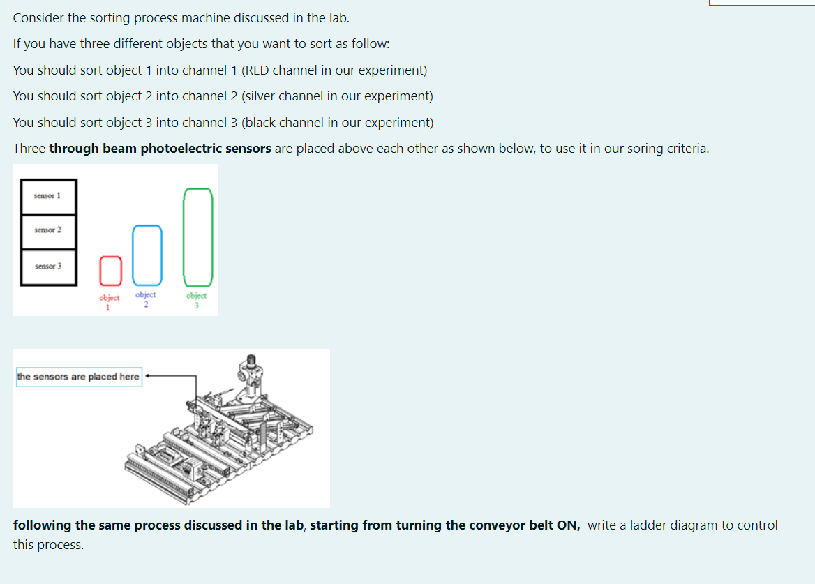 Solved Consider the sorting process machine discussed in the | Chegg.com