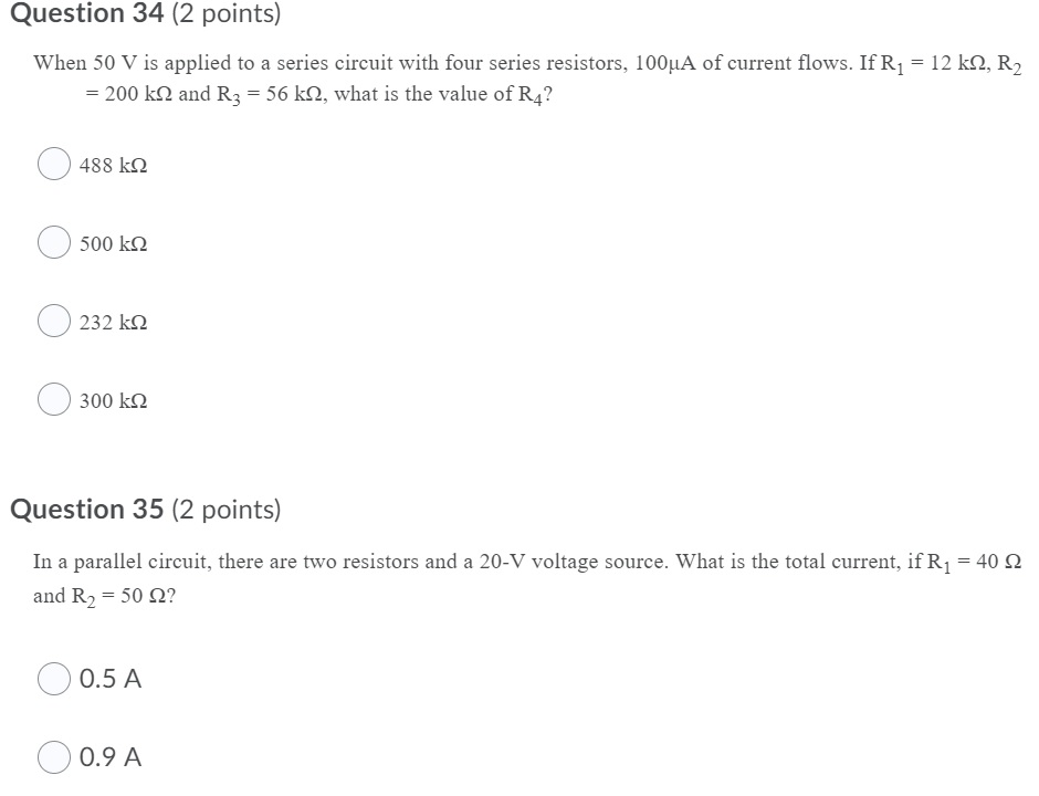 Solved Question 34 (2 points) When 50 V is applied to a | Chegg.com