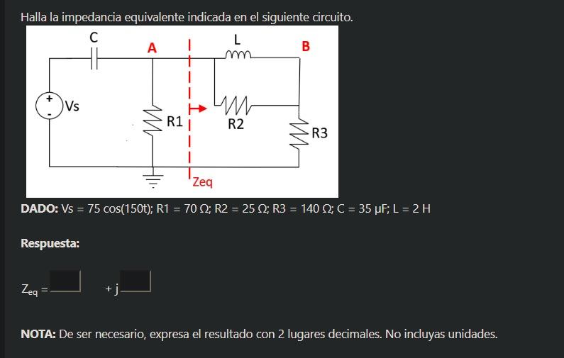 Solved Halla la impedancia equivalente indicada en el | Chegg.com