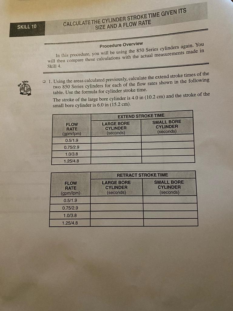 SKILL 10 CALCULATE THE CYLINDER STROKE TIME GIVEN ITS