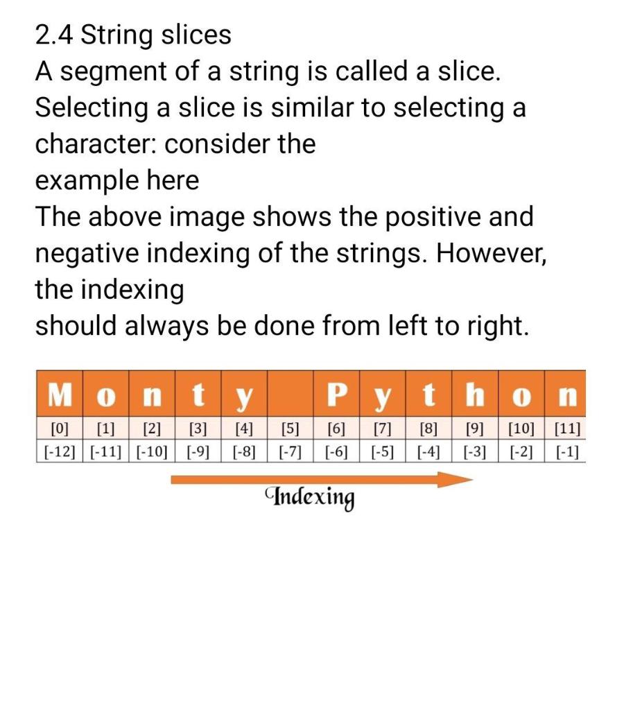 2.4 String slices A segment of a string is called a | Chegg.com