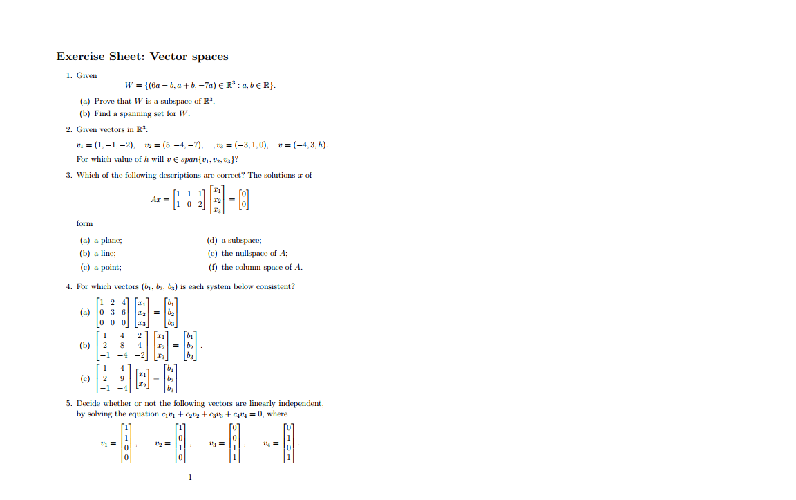 Solved Exercise Sheet: Vector | Chegg.com