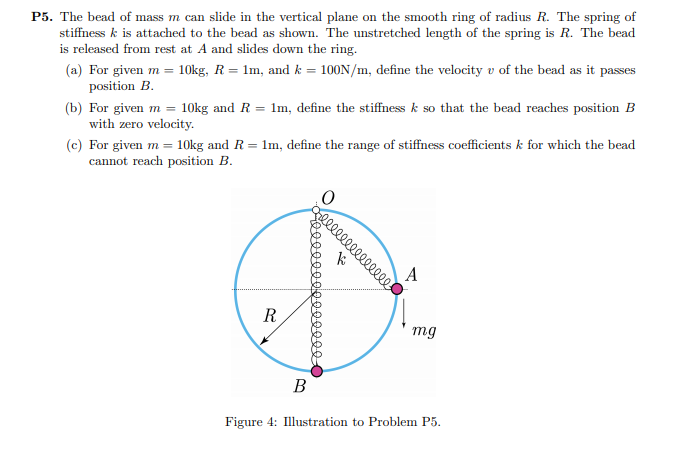 Solved P5. The bead of mass m can slide in the vertical | Chegg.com