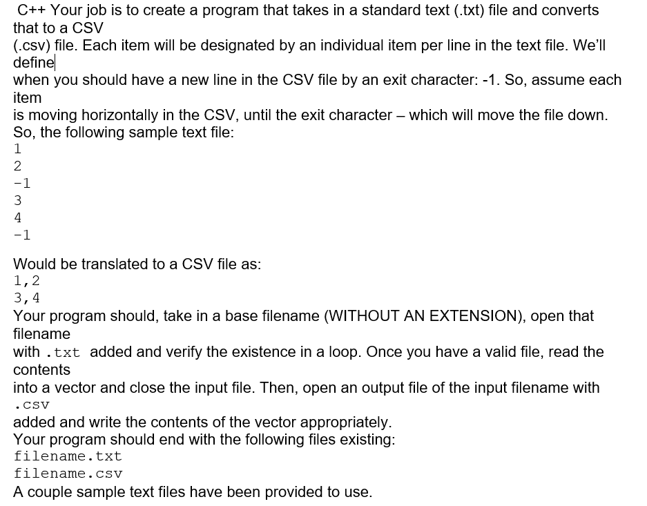 Solved C++ ﻿Your job is to create a program that takes in a | Chegg.com
