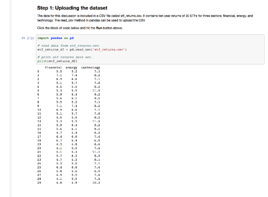 Solved Step 1: Uploading the dataset The data for this | Chegg.com