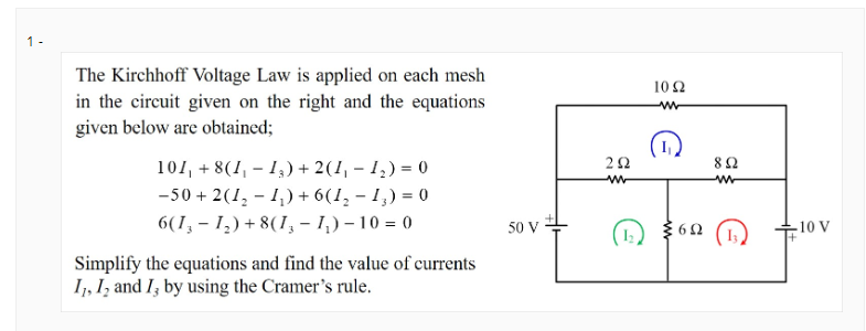 Solved The Kirchhoff Voltage Law is applied on each mesh in | Chegg.com