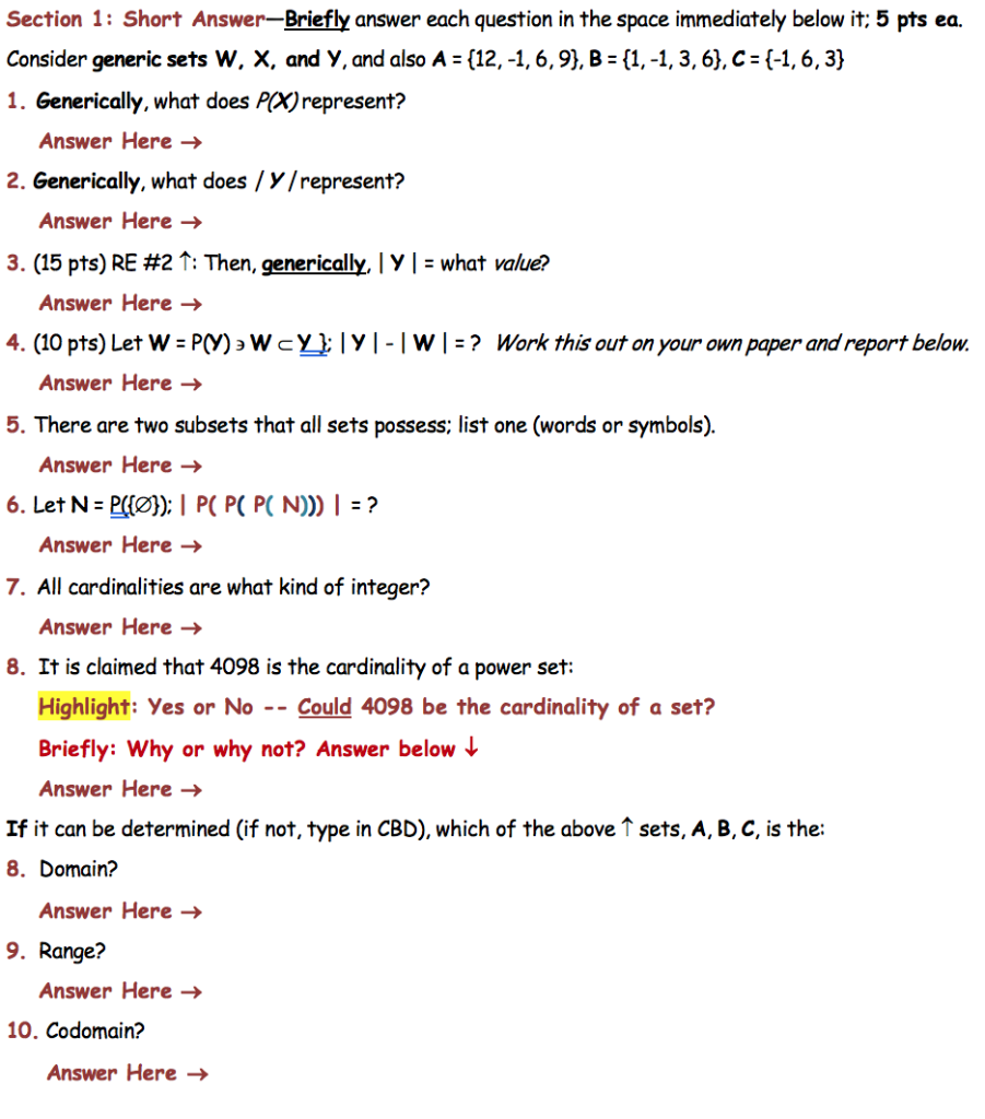 Solved Section 1: Short Answer-Briefly answer each question | Chegg.com