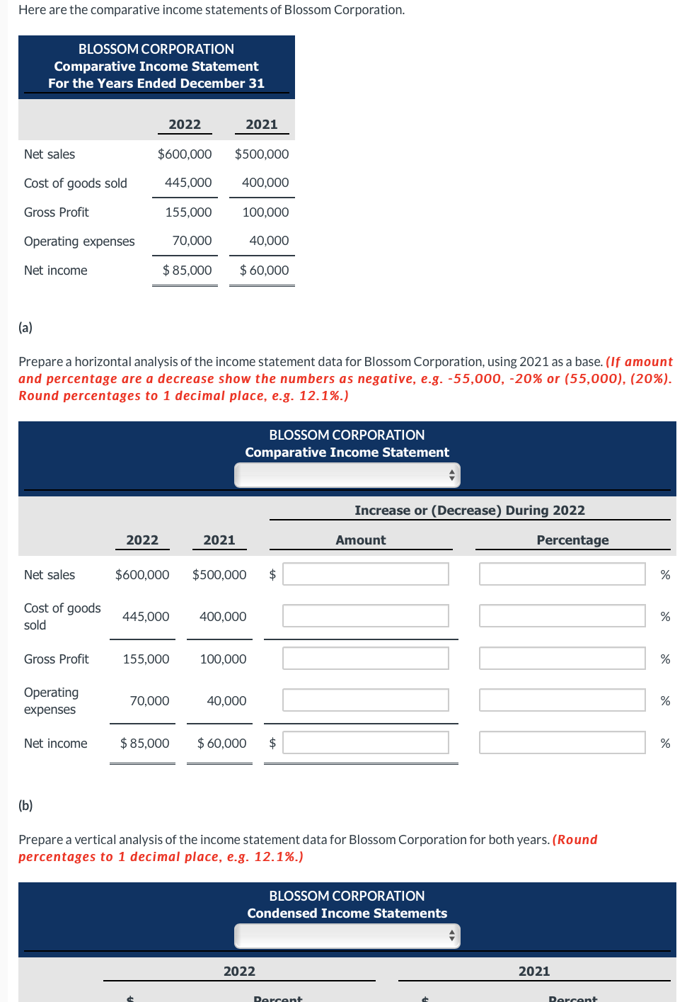 Solved Prepare a vertical analysis of the income statement | Chegg.com