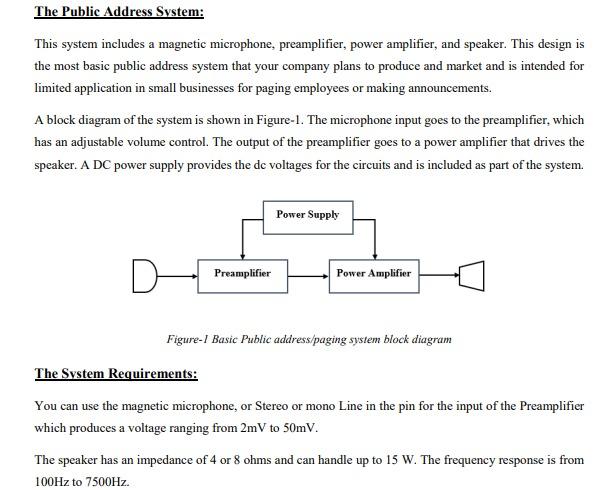 Solved The Public Address System: This system includes a | Chegg.com