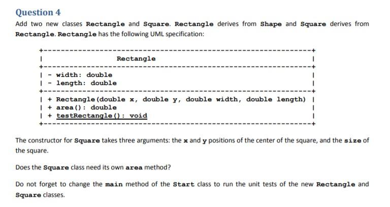 Question 1 Create a Shape class with the following | Chegg.com