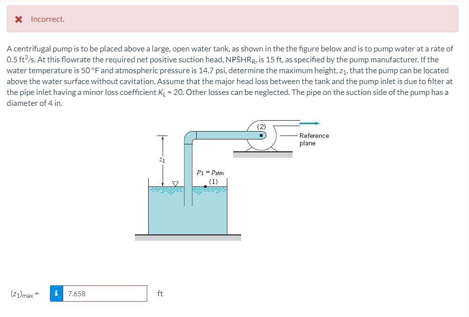 Solved A centrifugal pump is to be placed above a large,