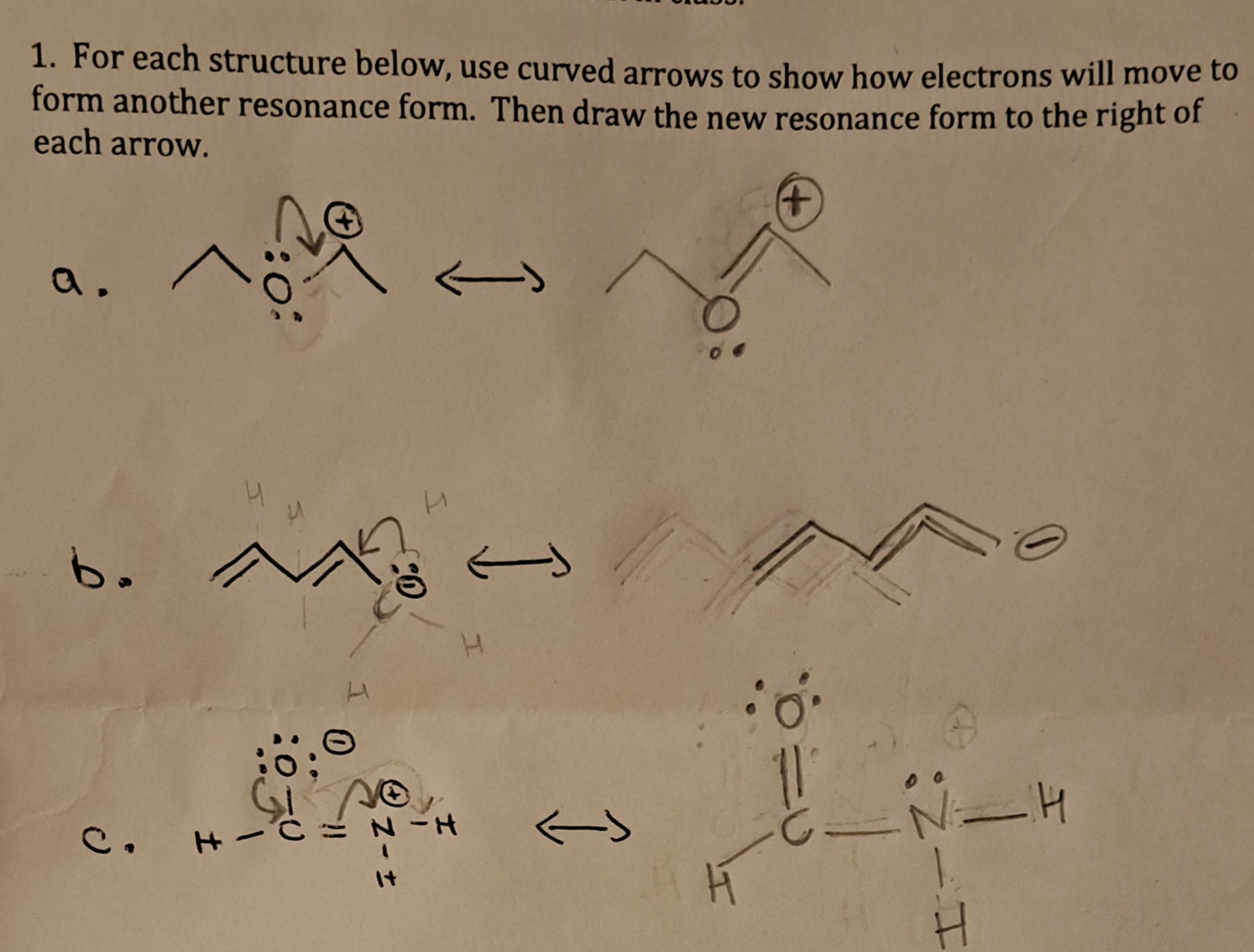 Solved 1. For each structure below, use curved arrows to | Chegg.com