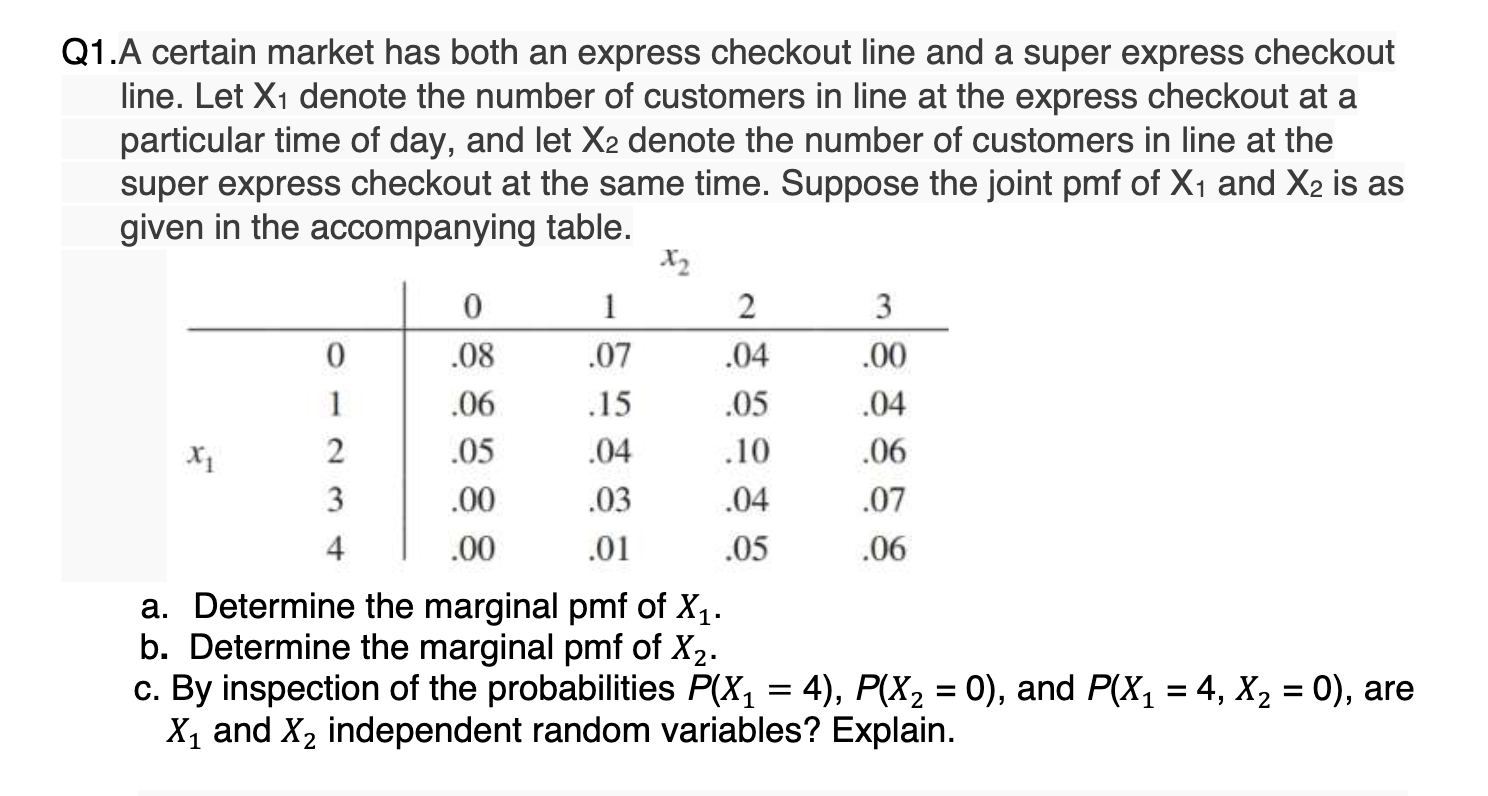 Solved Q1.A certain market has both an express checkout line | Chegg.com