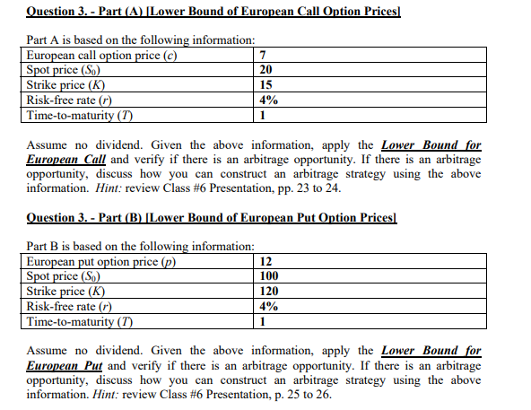 Solved Question 3. - Part (A) Lower Bound of European Call | Chegg.com
