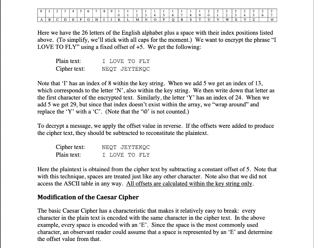 Solved Program 1 Modified Caesar Cipher Basic Caesar Cip Chegg Com