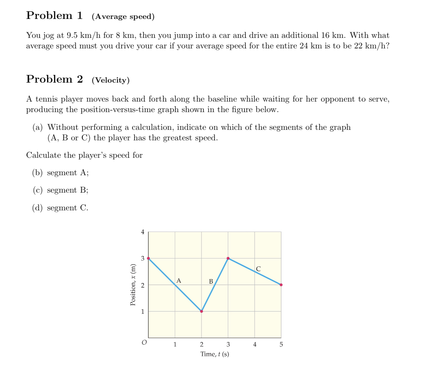 Solved Problem 1 Average speed You jog at 9.5 km h for 8 Chegg