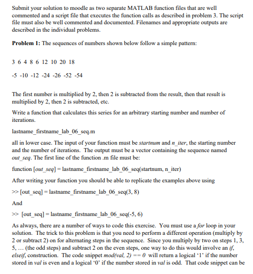 Solved Submit your solution to moodle as two separate MATLAB | Chegg.com