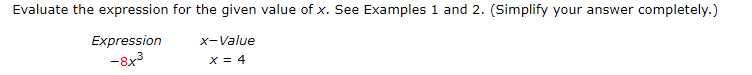 Solved Evaluate the expression for the given value of x. See | Chegg.com