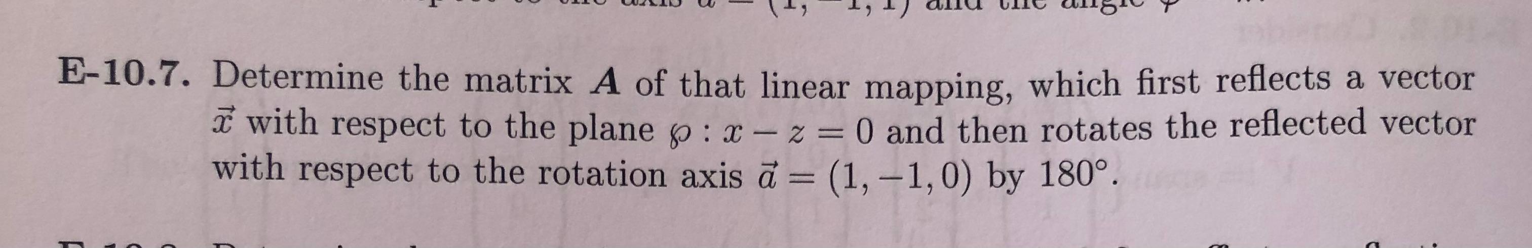 Solved E-10.7. Determine the matrix A of that linear | Chegg.com