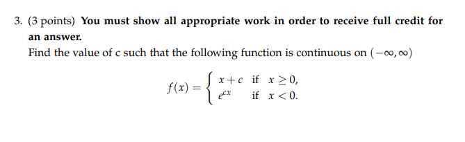 Solved 3. (3 points) You must show all appropriate work in | Chegg.com