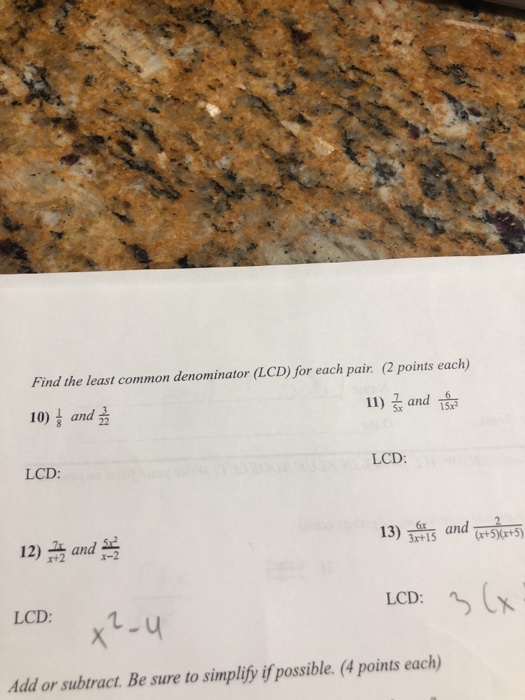 Solved Find The Least Common Denominator (LCD) For Each | Chegg.com