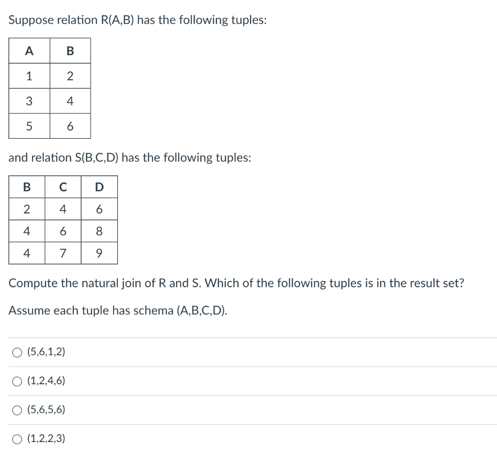 Solved Suppose Relation R(A,B) Has The Following Tuples: And | Chegg.com