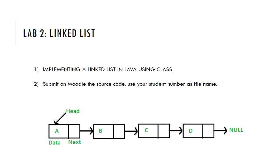 implementing a linked list in java using class