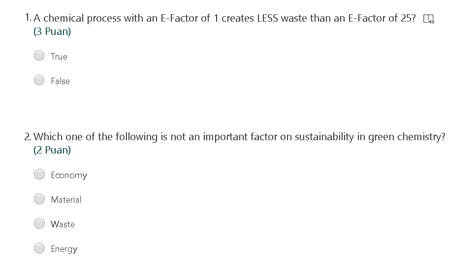 Solved 1. A chemical process with an E-Factor of 1 creates | Chegg.com