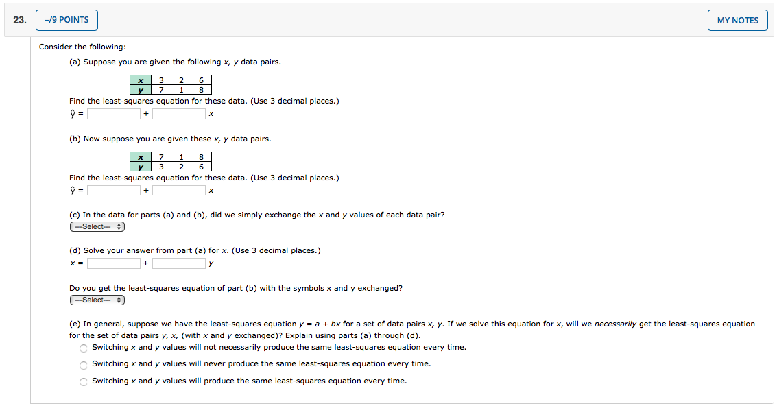 Solved 23 19 Points My Notes Consider The Following A Chegg Com