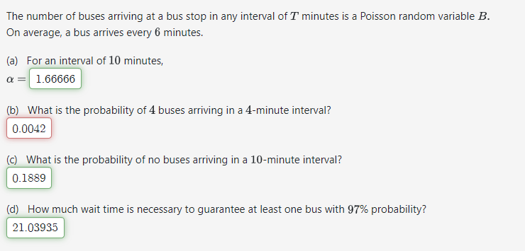 The number of buses arriving at a bus stop in any | Chegg.com