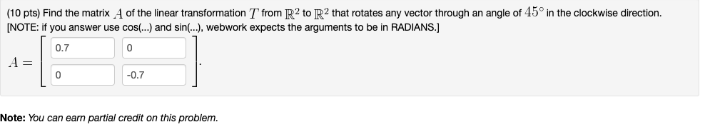 Solved (10 pts) Find the matrix A of the linear | Chegg.com