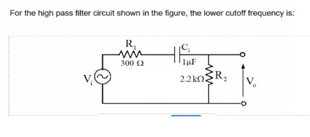 Solved For the high pass filter circuit shown in the figure, | Chegg.com