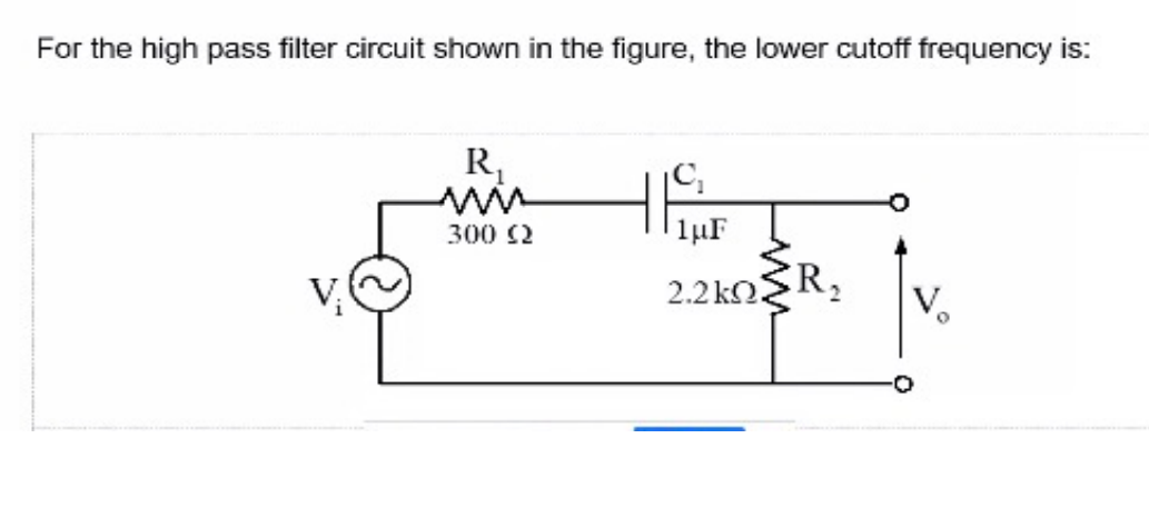 Solved For The High Pass Filter Circuit Shown In The Figure, | Chegg.com