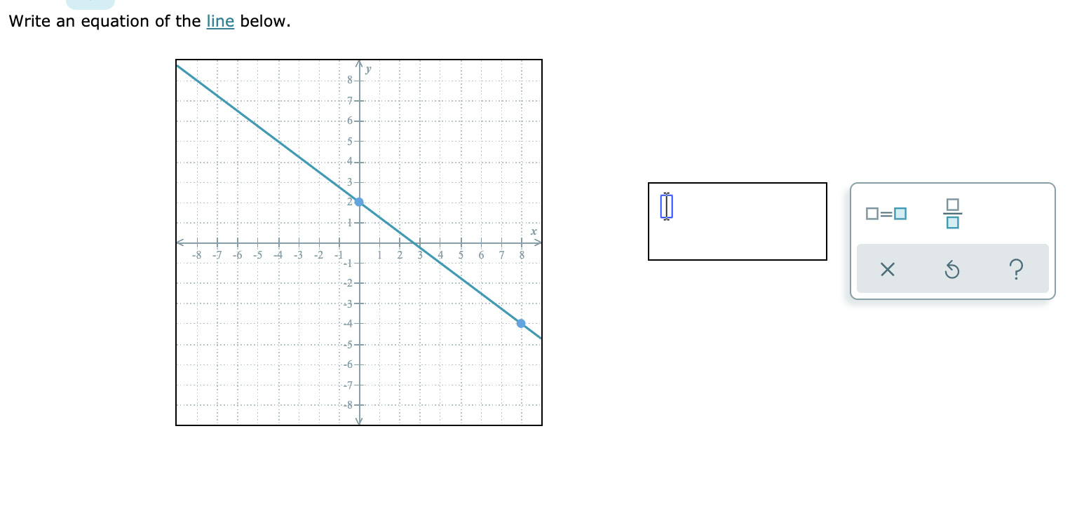 Solved Write An Equation Of The Line Below U D 0 8 7 Chegg Com