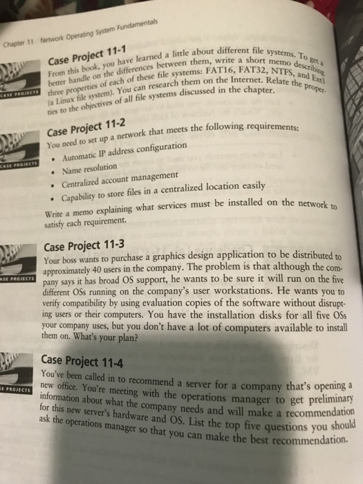 Solved Chapter 11 Network Operating System Fundamentals Case