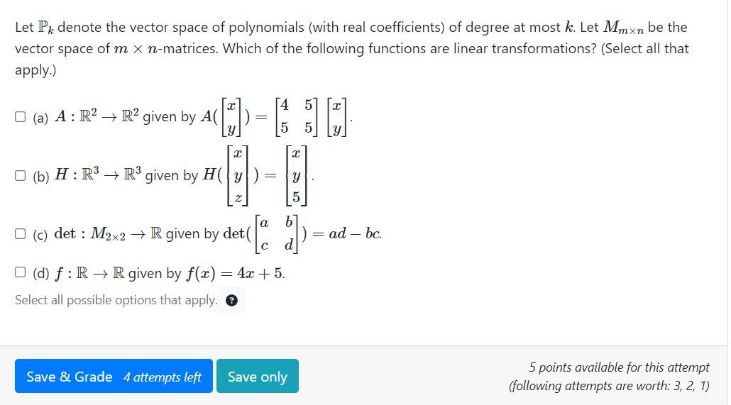 Solved Let Pk denote the vector space of polynomials (with | Chegg.com