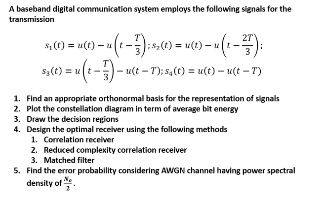 Solved A baseband digital communication system employs the | Chegg.com