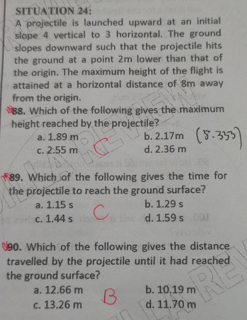 Solved SITUATION 24: A Projectile Is Launched Upward At An | Chegg.com