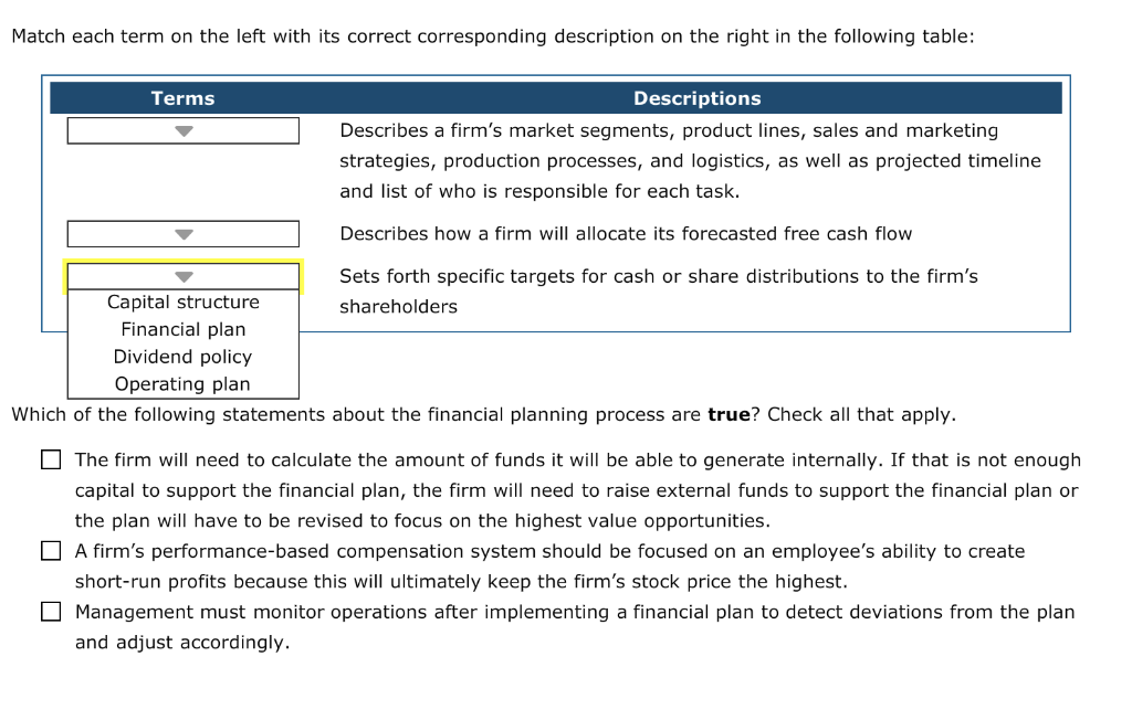 Solved: Match Each Term On The Left With Its Correct Corre... | Chegg.com
