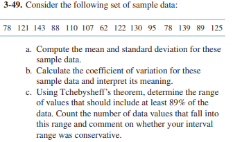 Solved 3-49. Consider the following set of sample data: a. | Chegg.com