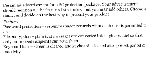 Solved Design an advertisement for a PC protection package. | Chegg.com