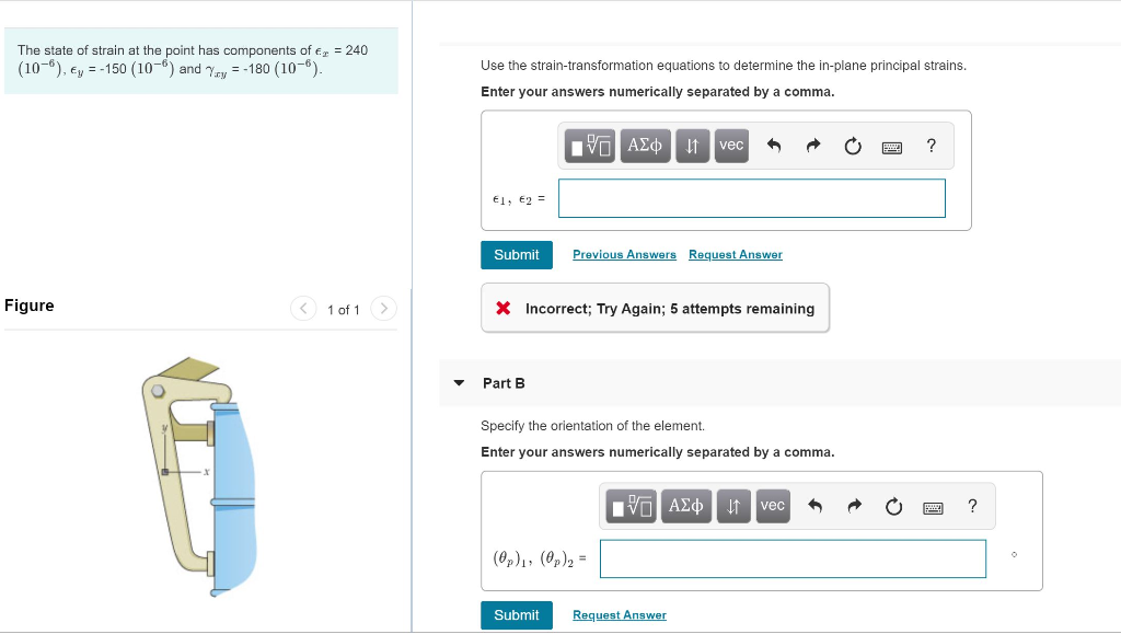 Solved The state of strain at the point has components of ϵx | Chegg.com