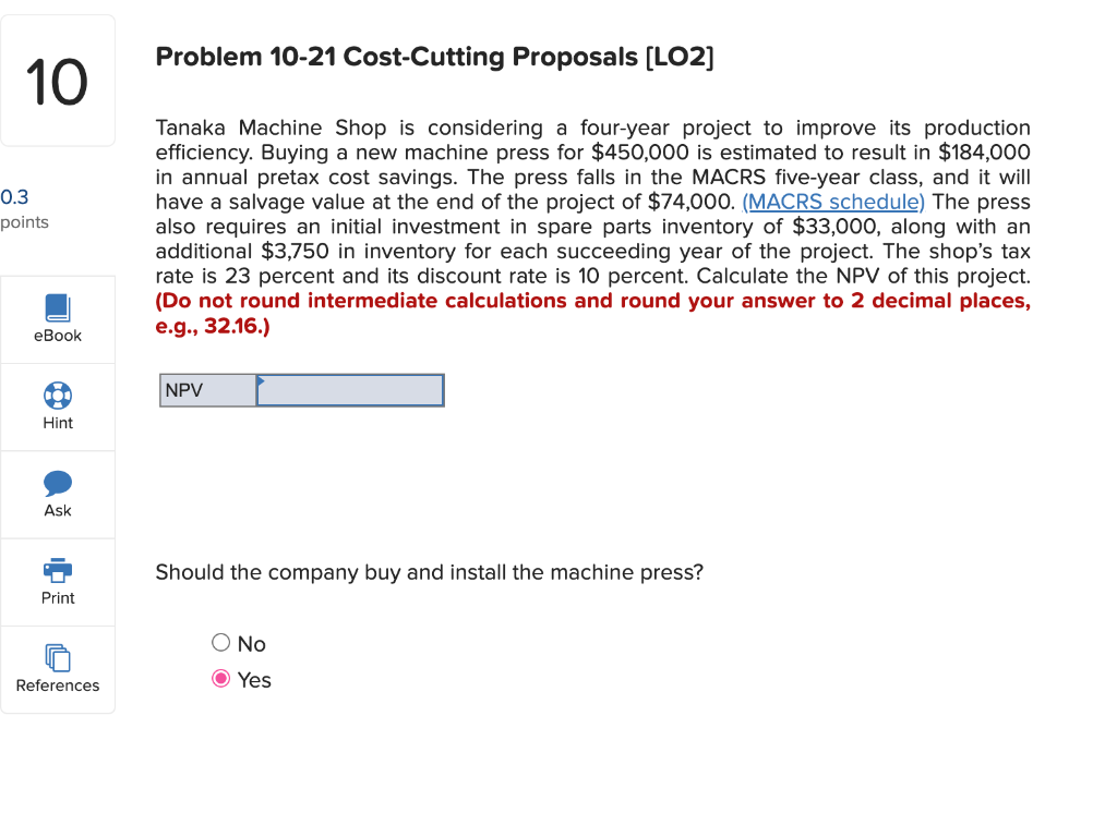 Solved Problem 1021 CostCutting Proposals [LO2] 10 0.3