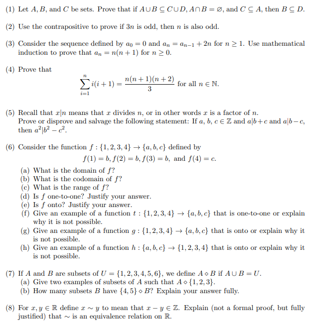 Solved (1) Let A,B, And C Be Sets. Prove That If | Chegg.com