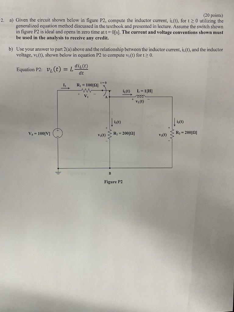 Solved (20 Points) A) Given The Circuit Shown Below In | Chegg.com