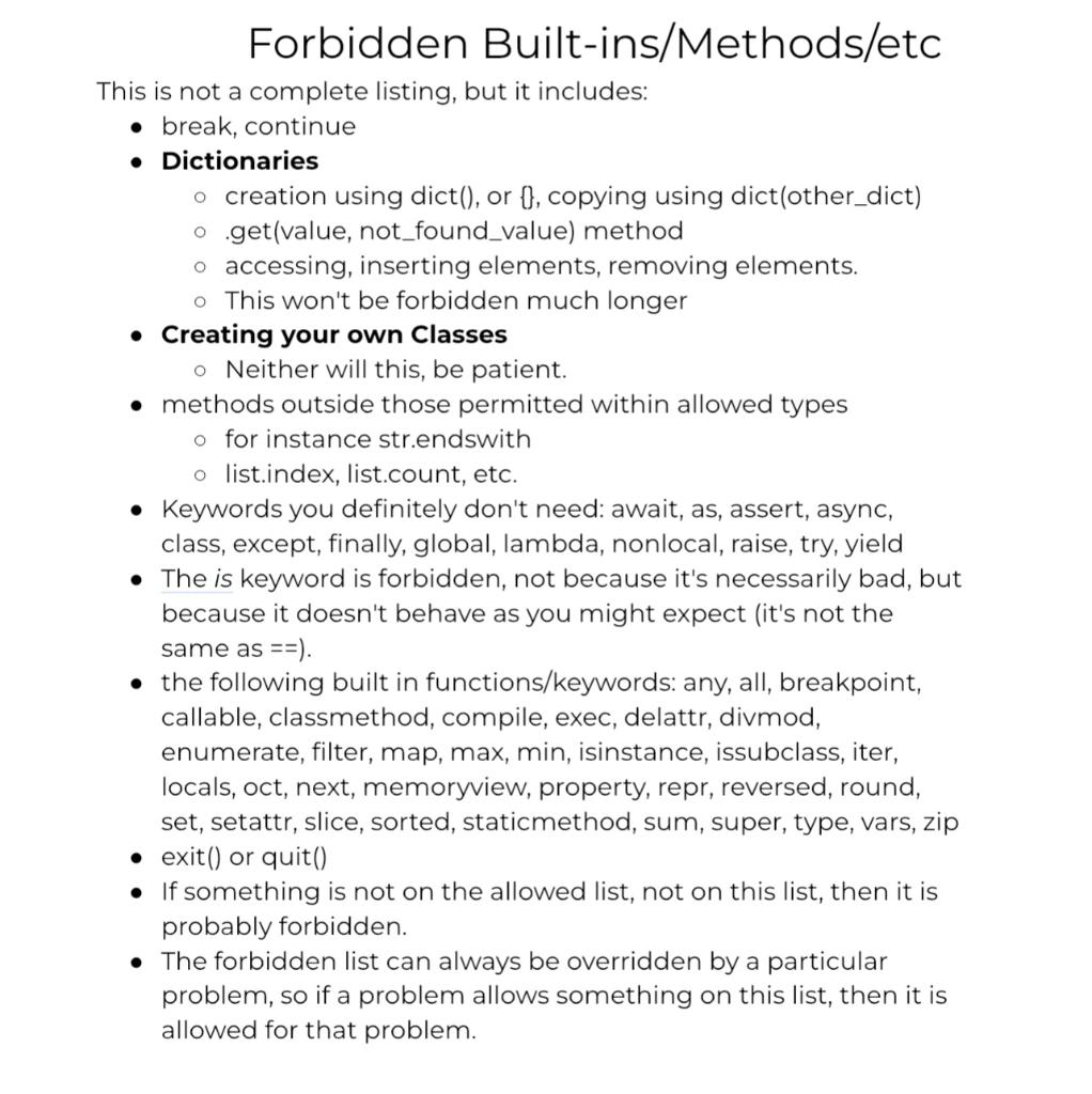 Solved Allowed Built-ins/Methods/etc • Declaring and | Chegg.com
