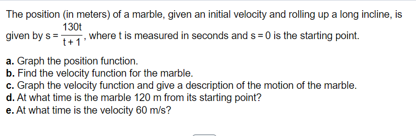 Solved The position (in meters) of a marble, given an | Chegg.com